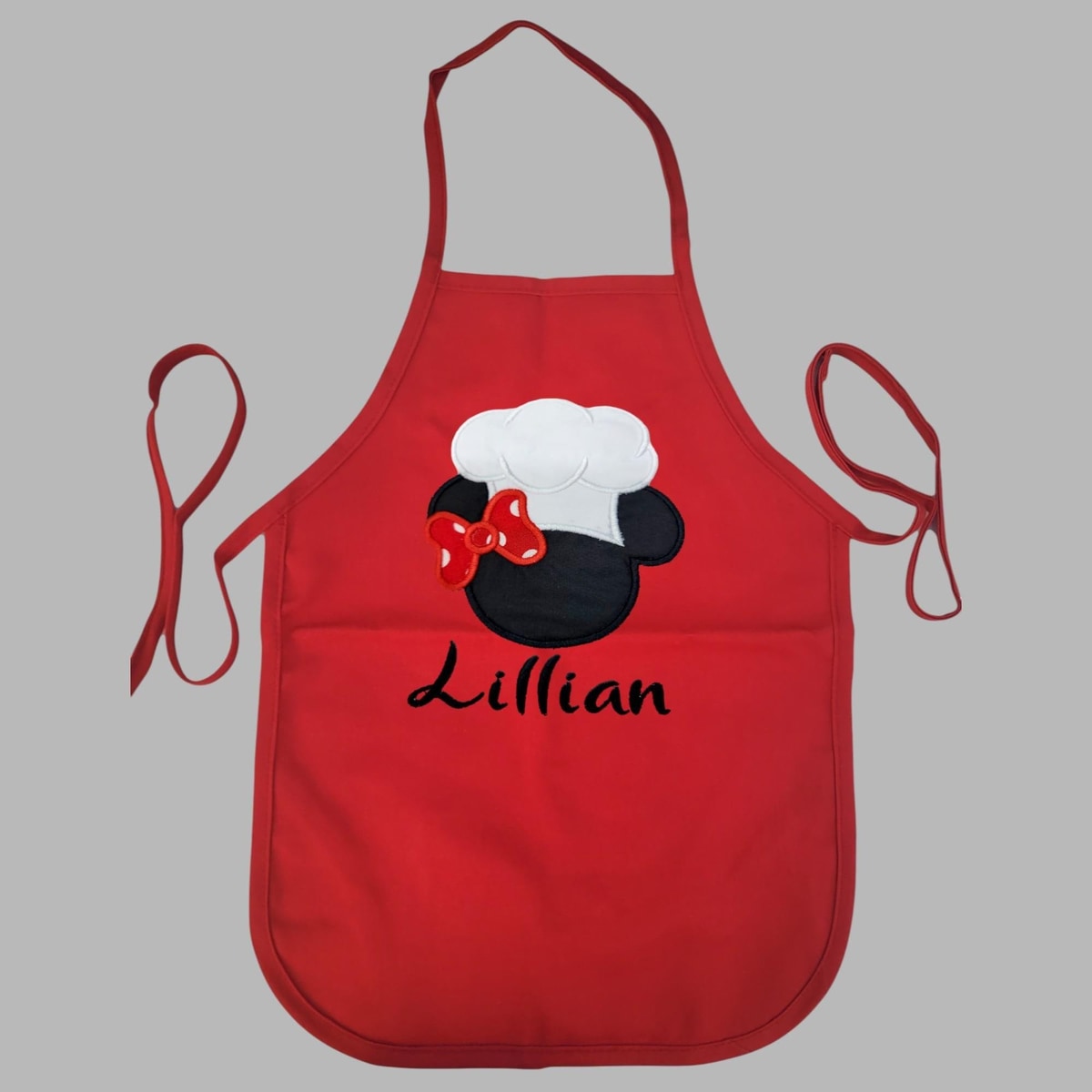 Personalized Mouse-Inspired Girls Apron | Embroidered Kids Cooking Apron | Custom Character-Inspired Baking Gift for Children