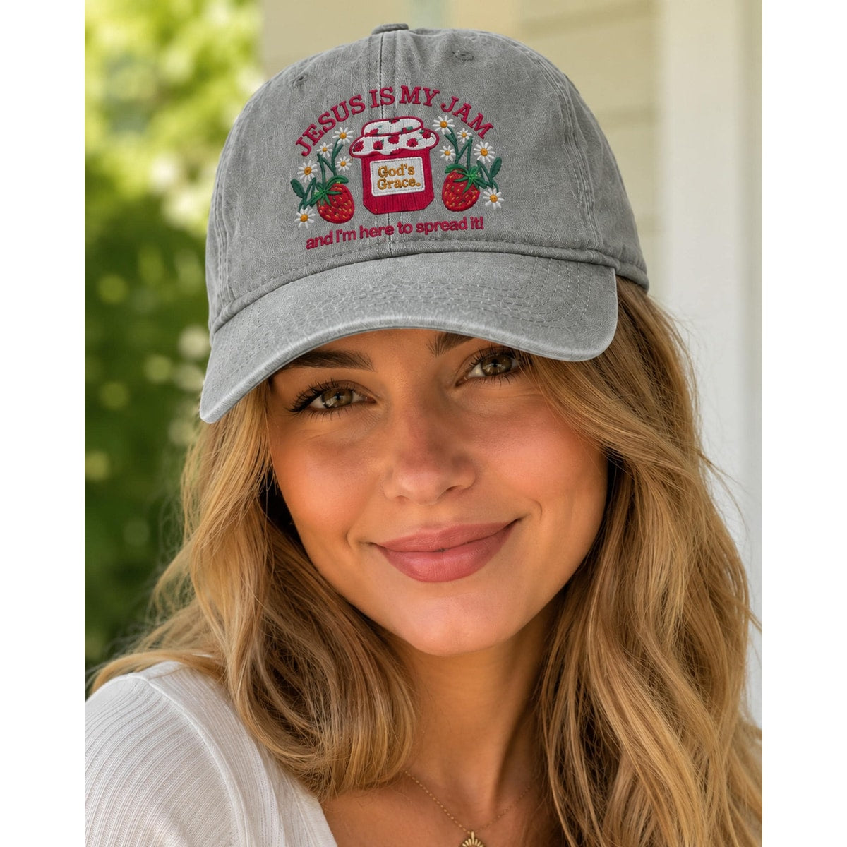 Jesus Is My Jam Hat Embroidered Strawberry Cap, Christian Hats Faith-Based Cap Religious Gift for Her, Canning Homemaker Christmas Gift