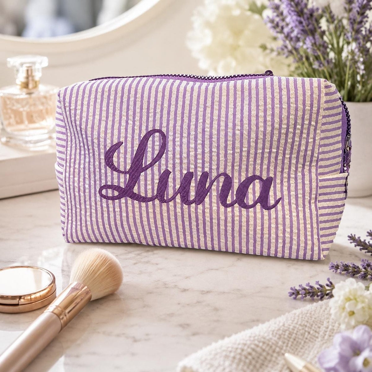 Makeup Bag Cosmetic Bag Bridesmaid Gifts, Personalized Travel Makeup Bag, Bridesmaid Proposal, Gift for Her