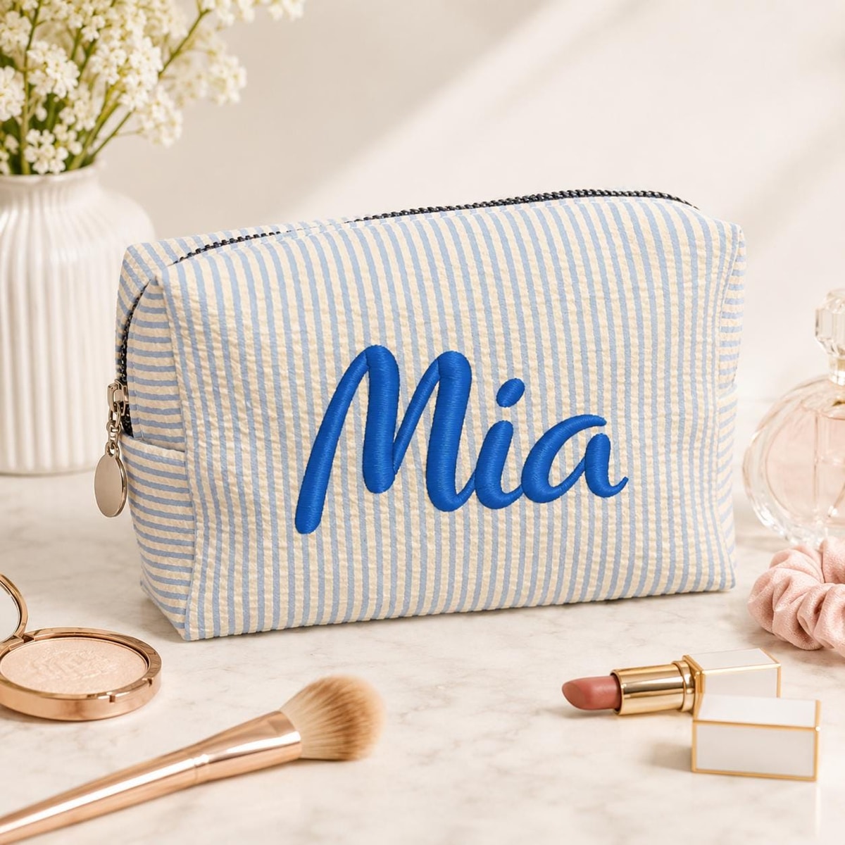 Makeup Bag Cosmetic Bag Bridesmaid Gifts, Personalized Travel Makeup Bag, Bridesmaid Proposal, Gift for Her