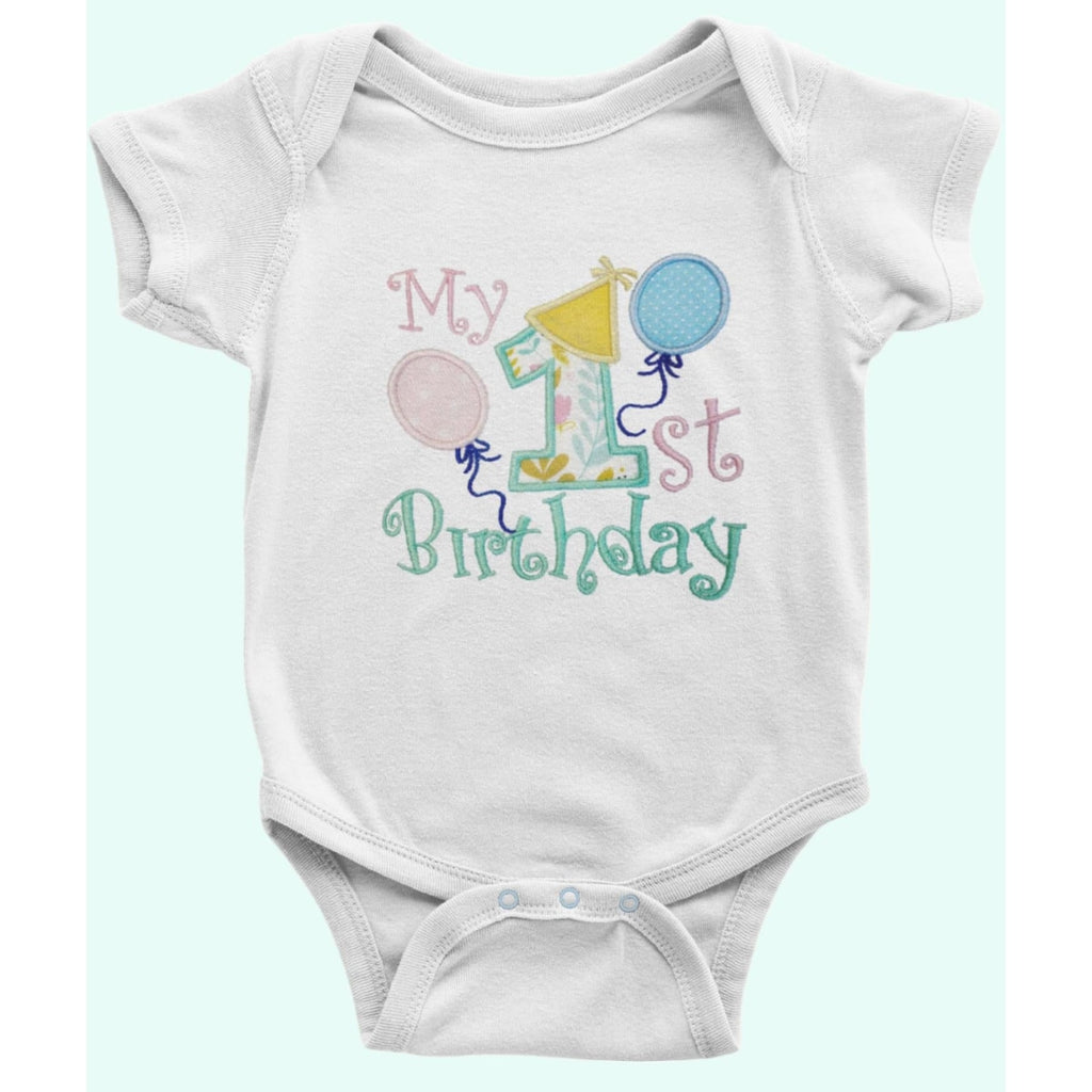 Girls First Birthday Shirt - Embroidered, Soft Cotton Tee