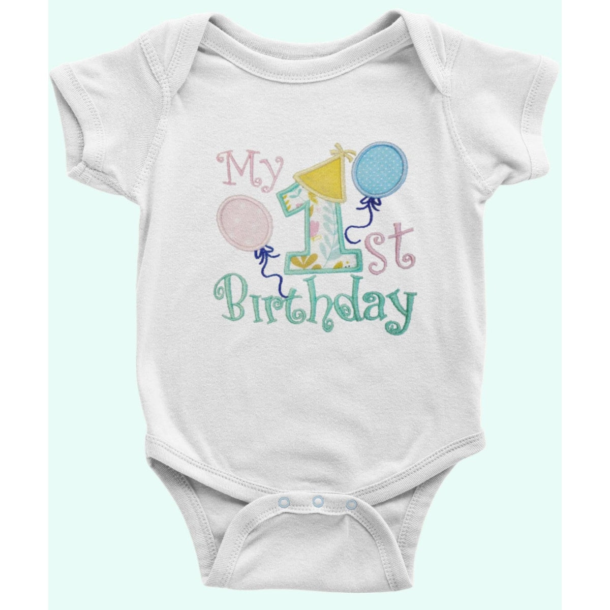 Girls First Birthday Shirt - Embroidered, Soft Cotton Tee