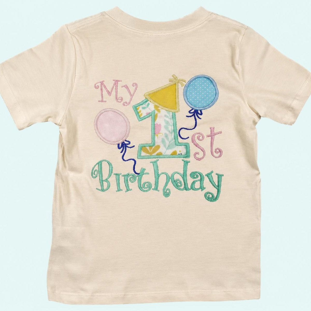 Girls First Birthday Shirt - Embroidered, Soft Cotton Tee