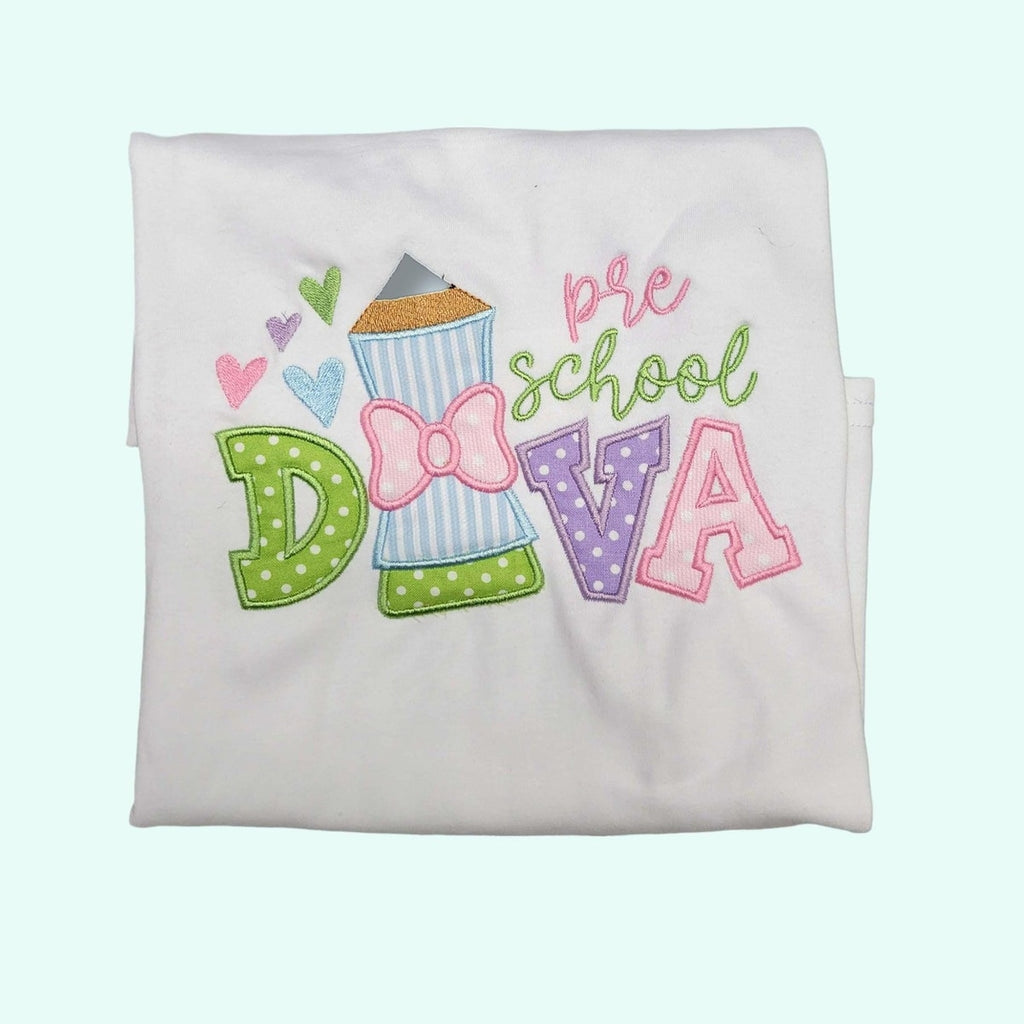 Pre K Shirt: Embroidered Girls Back to School Tee (Soft Cotton)