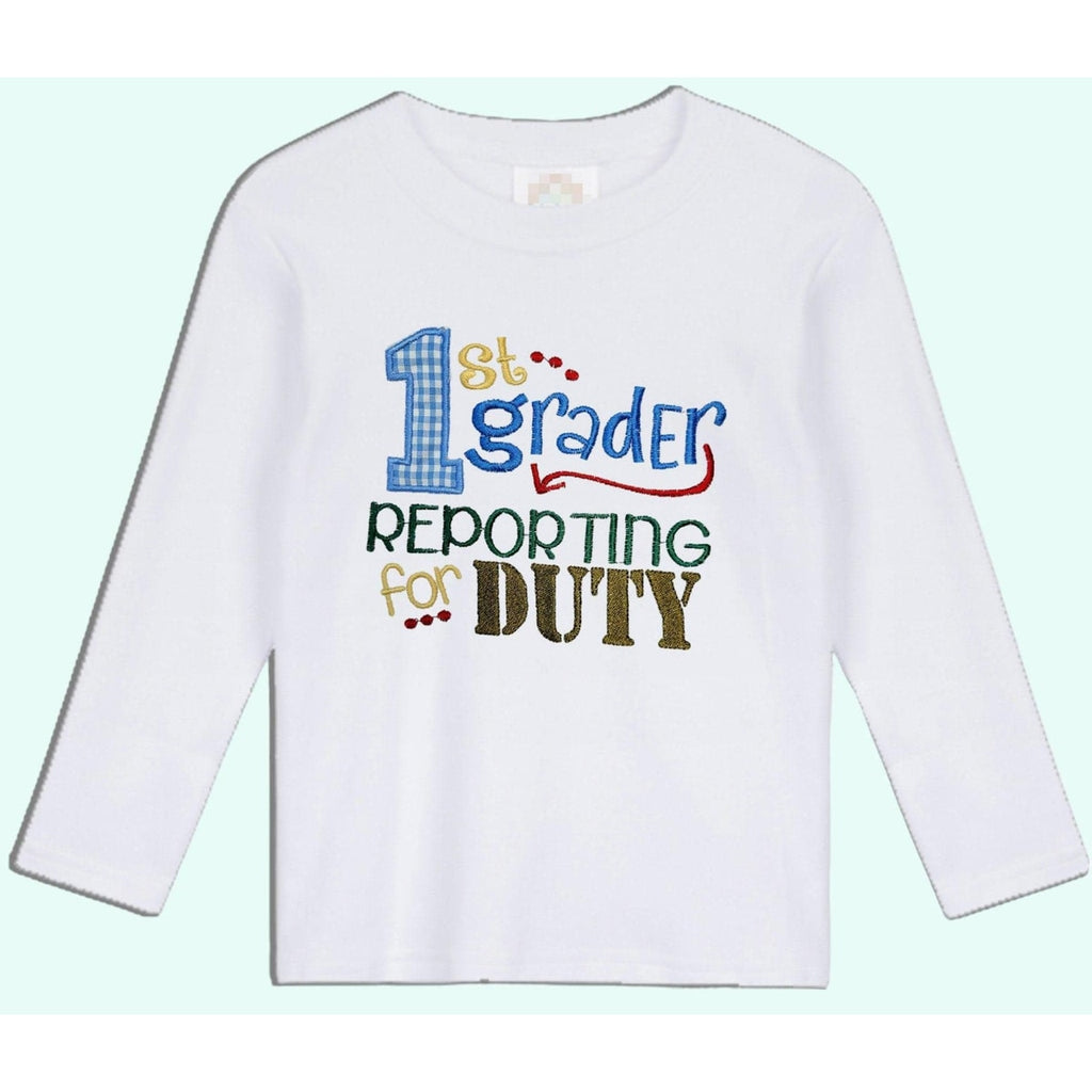 Back to School First Grade Shirt - Combed Cotton, Handmade