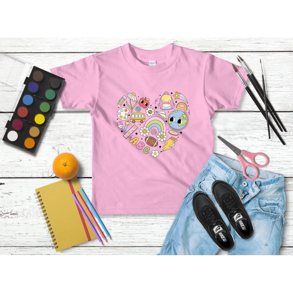 Back to School Shirt: Girls' Embroidered Applique (Cotton, Multiple Sizes)
