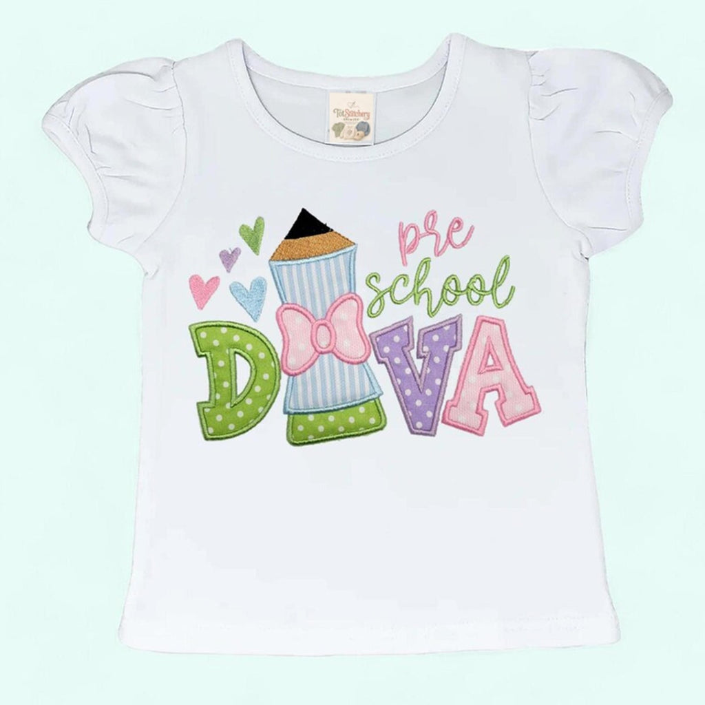 Pre K Shirt: Embroidered Girls Back to School Tee (Soft Cotton)