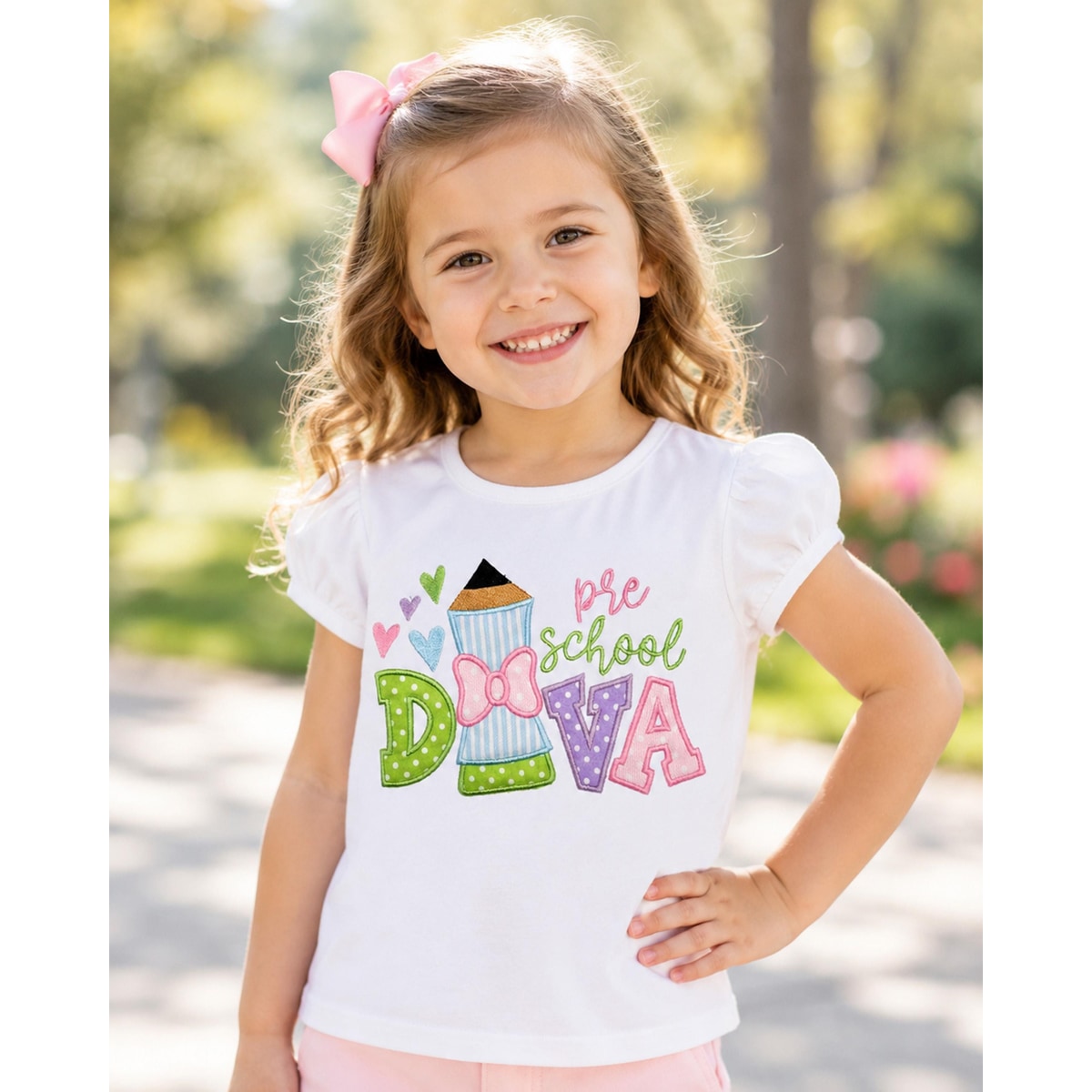 Pre K Shirt: Embroidered Girls Back to School Tee (Soft Cotton)