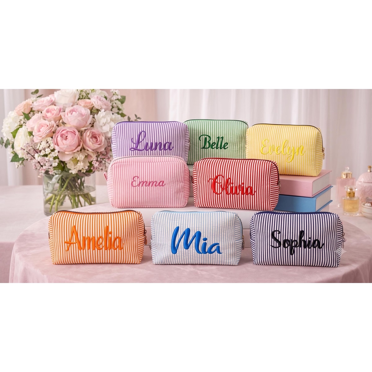 Makeup Bag Cosmetic Bag Bridesmaid Gifts, Personalized Travel Makeup Bag, Bridesmaid Proposal, Gift for Her
