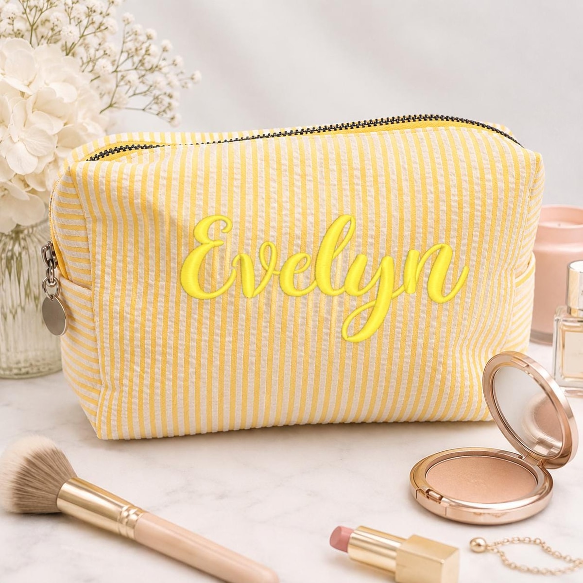 Makeup Bag Cosmetic Bag Bridesmaid Gifts, Personalized Travel Makeup Bag, Bridesmaid Proposal, Gift for Her