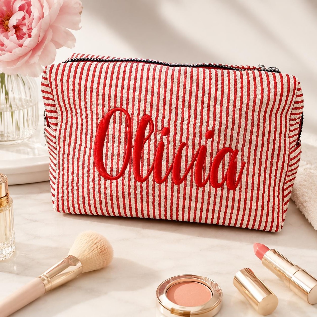 Makeup Bag Cosmetic Bag Bridesmaid Gifts, Personalized Travel Makeup Bag, Bridesmaid Proposal, Gift for Her