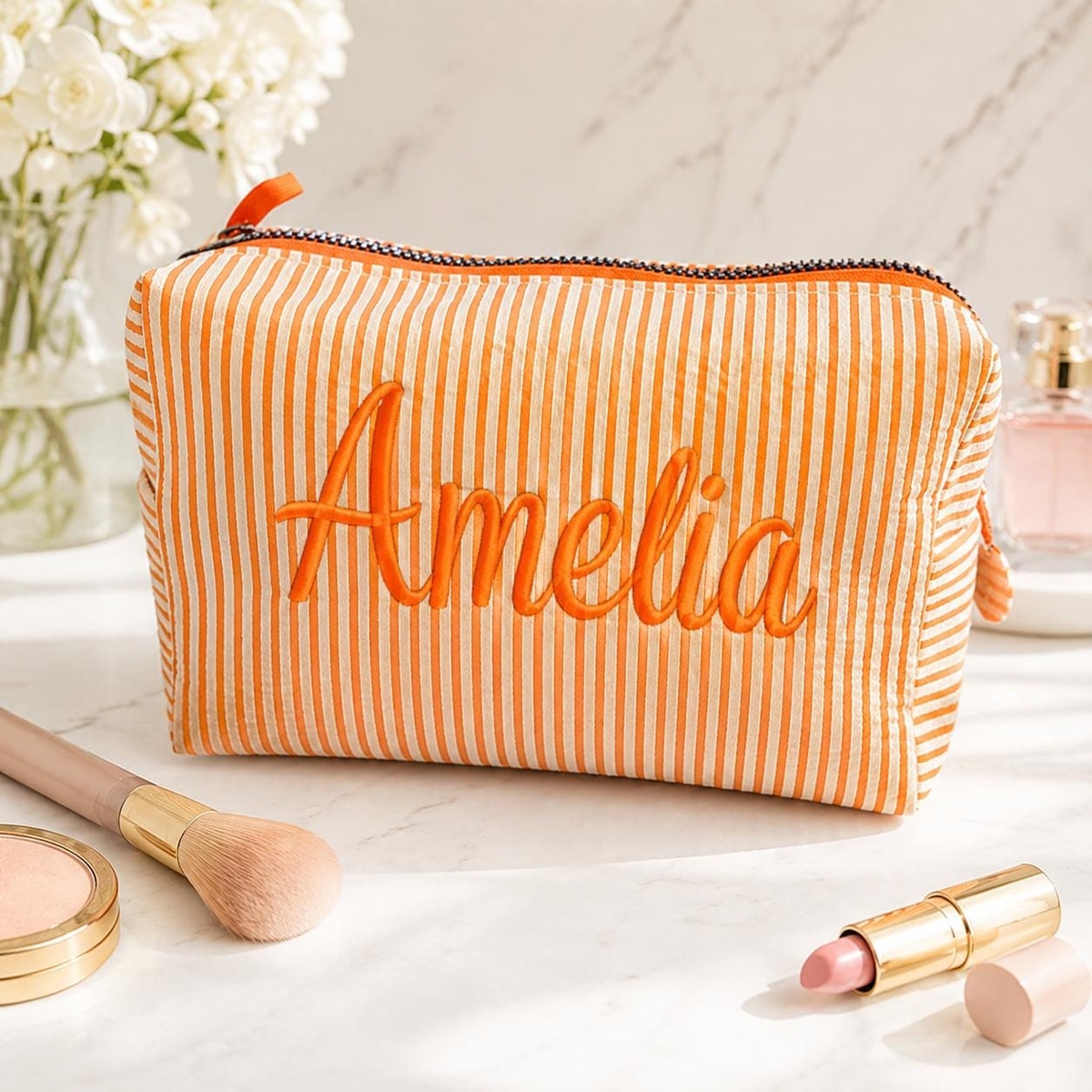 Makeup Bag Cosmetic Bag Bridesmaid Gifts, Personalized Travel Makeup Bag, Bridesmaid Proposal, Gift for Her
