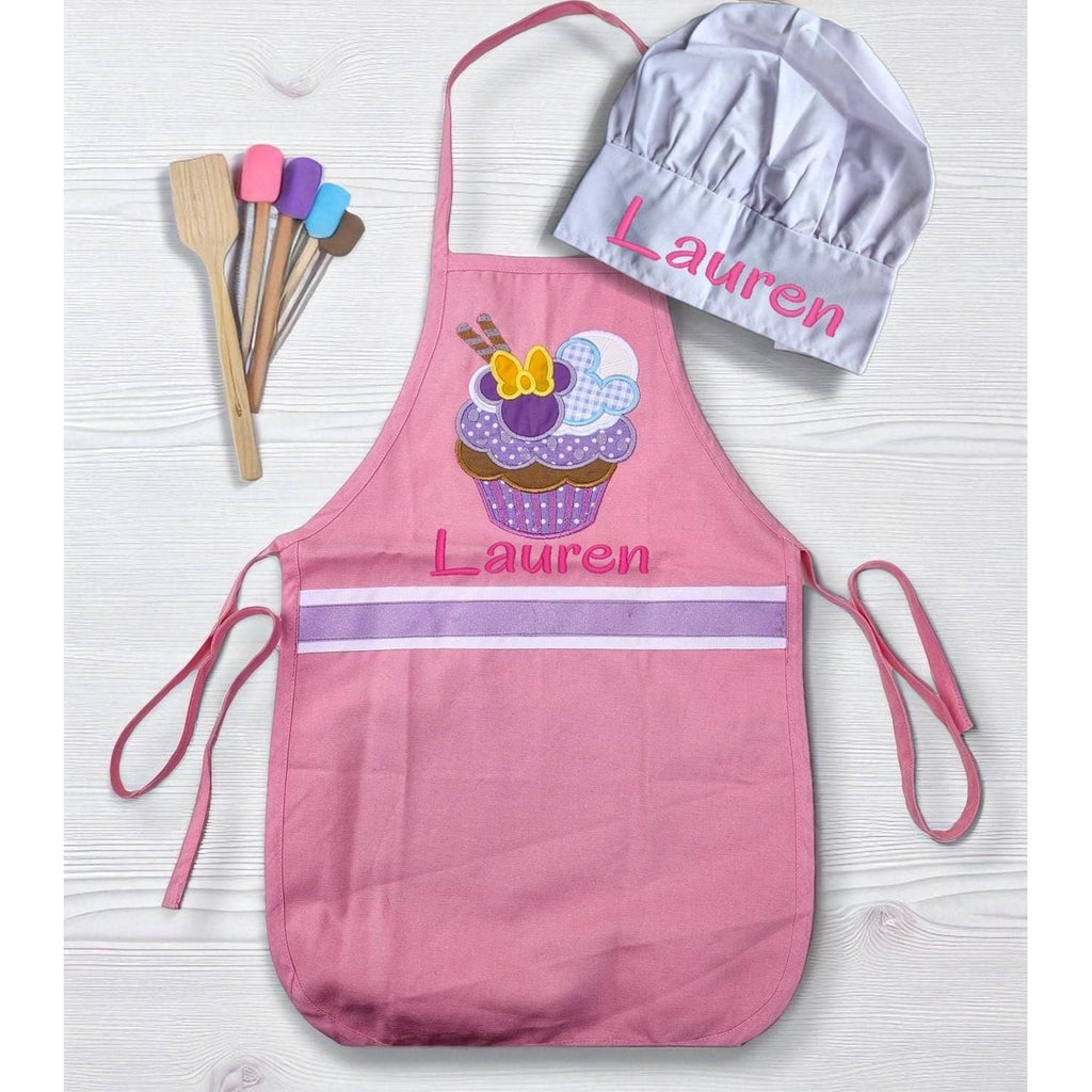 Personalized Girls Cooking Apron: Cupcake Minnie Design (With Name)