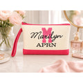 Monogram Make Up Bag, Personalized Canvas Cosmetic Bag, Monogram Makeup Case, Bridesmaids Gift, Makeup Bag, Make Up Tote