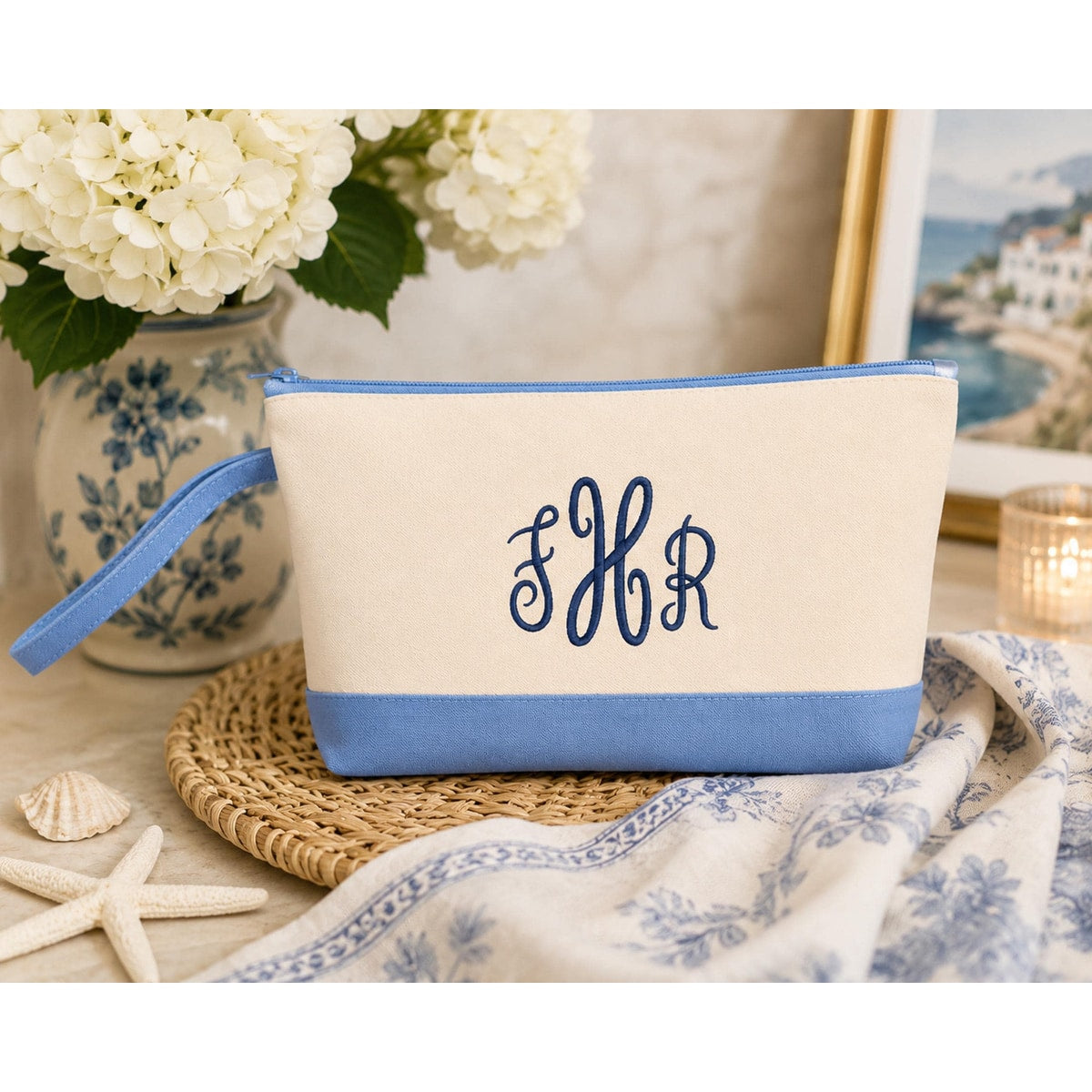 Monogram Make Up Bag, Personalized Canvas Cosmetic Bag, Monogram Makeup Case, Bridesmaids Gift, Makeup Bag, Make Up Tote