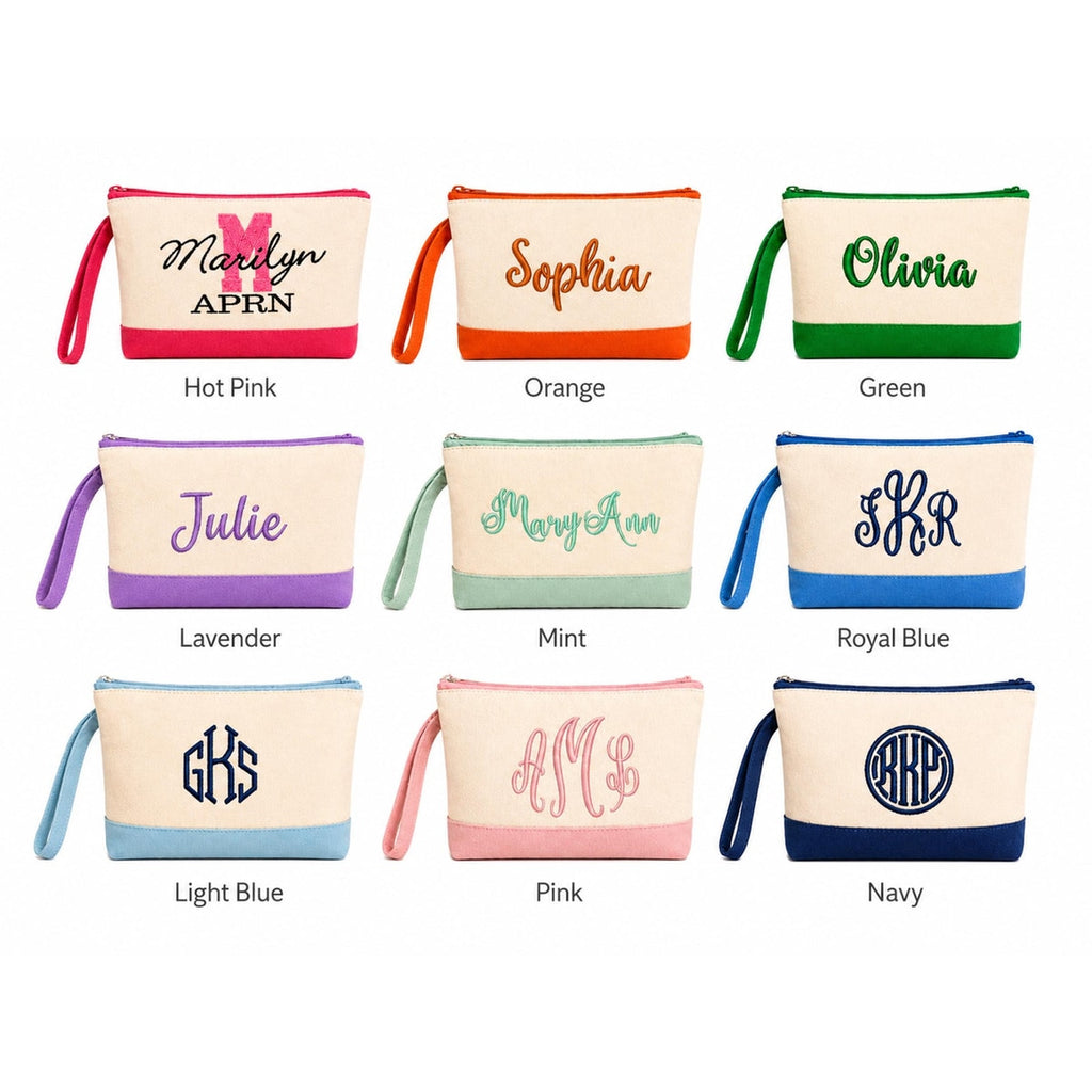 Monogram Make Up Bag, Personalized Canvas Cosmetic Bag, Monogram Makeup Case, Bridesmaids Gift, Makeup Bag, Make Up Tote