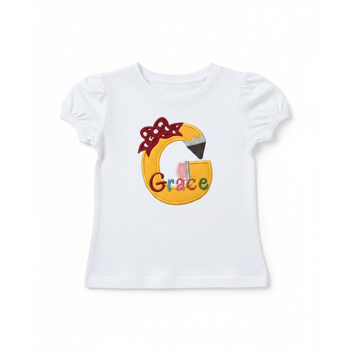 Back to School Shirt, Custom Embroidered Pencil Bow Personalized Shirt, Kindergarten Outfit, Pre K Shirt, Kids School Tee