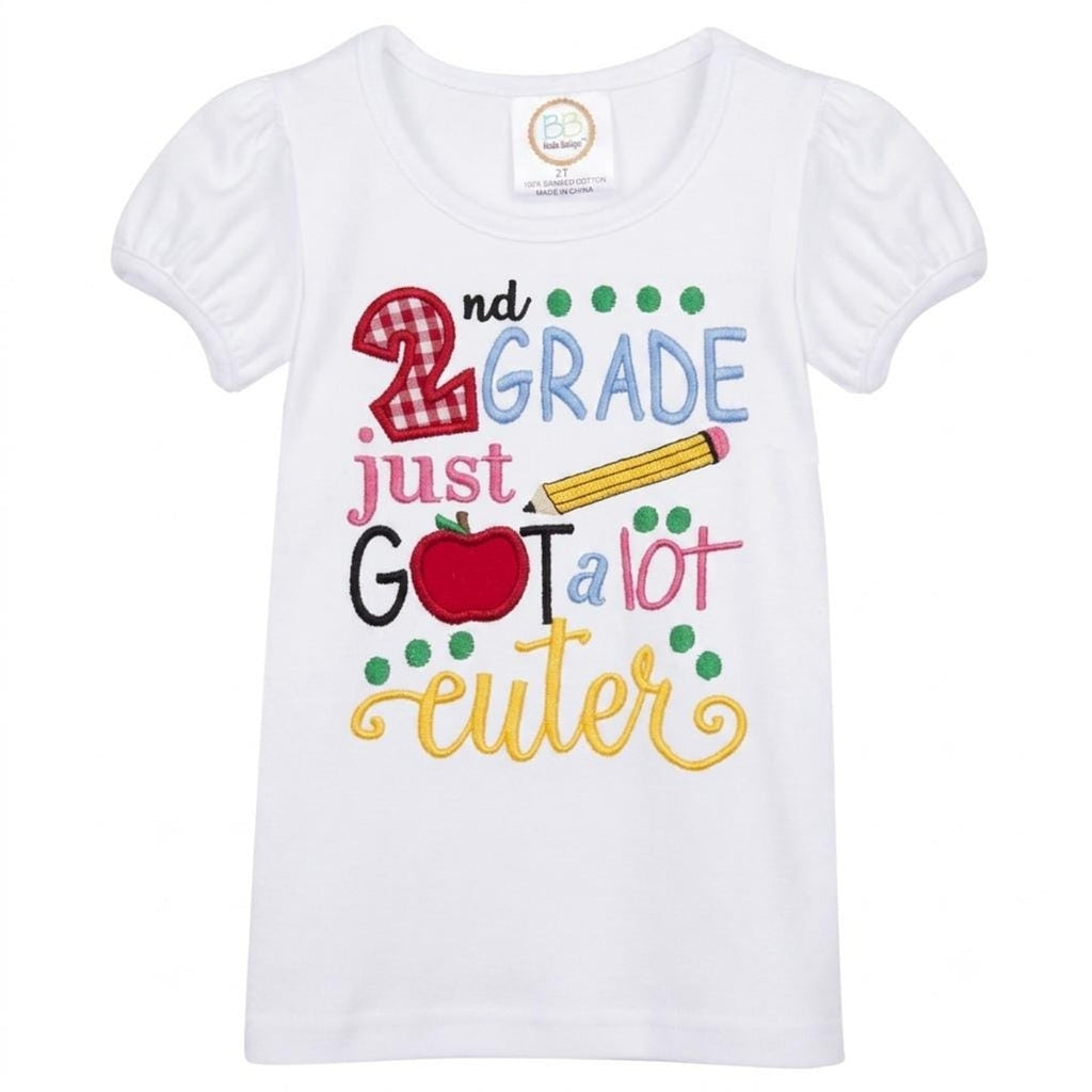 Back to School Girls Outfit, Custom Embroidered Applique, Grade Shirt and Shorts, School Shirt Shorts