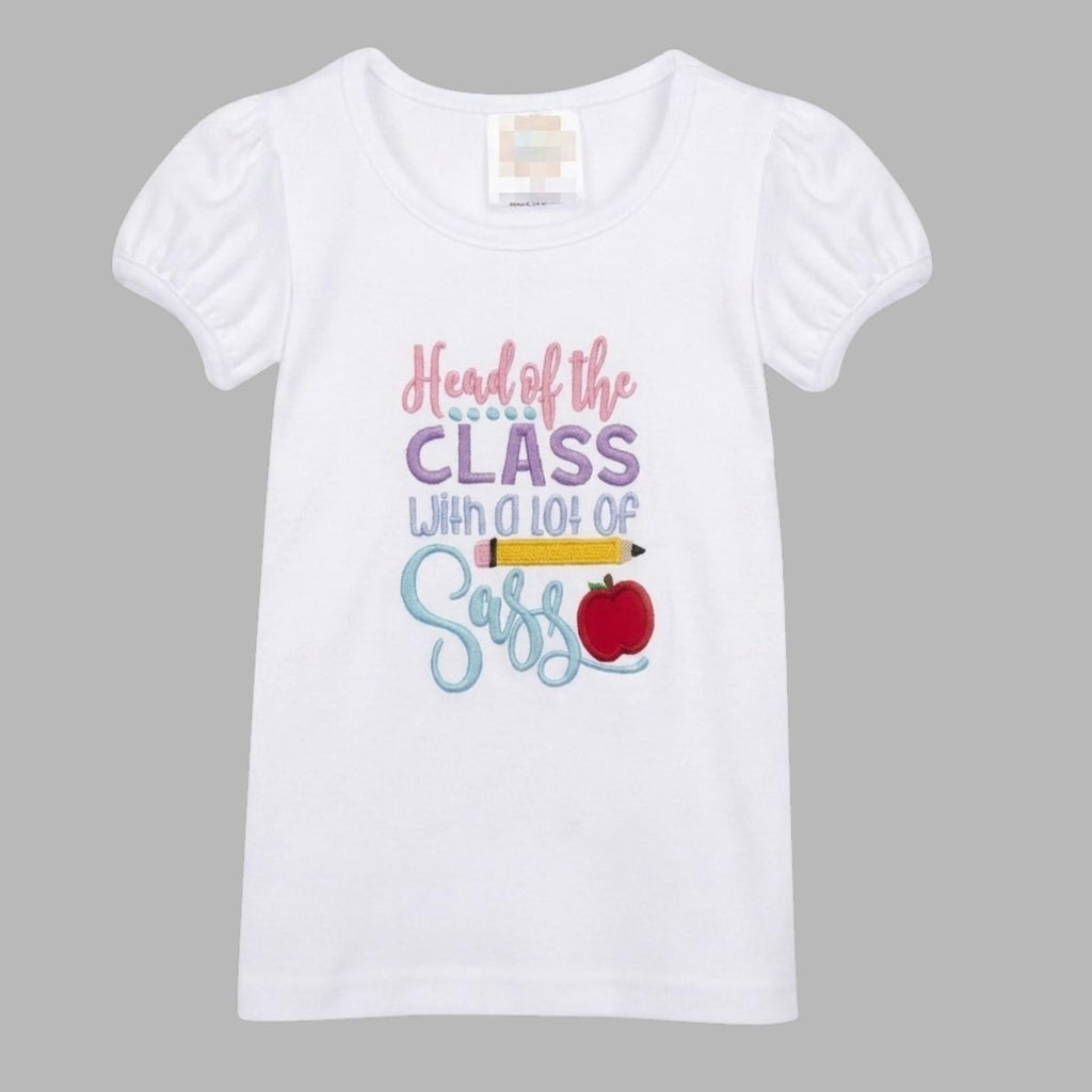 Back to School Girls Outfit, Head Of The Class Embroider Design, School Shirt and Skirt Girls Outfit,  School Outfit