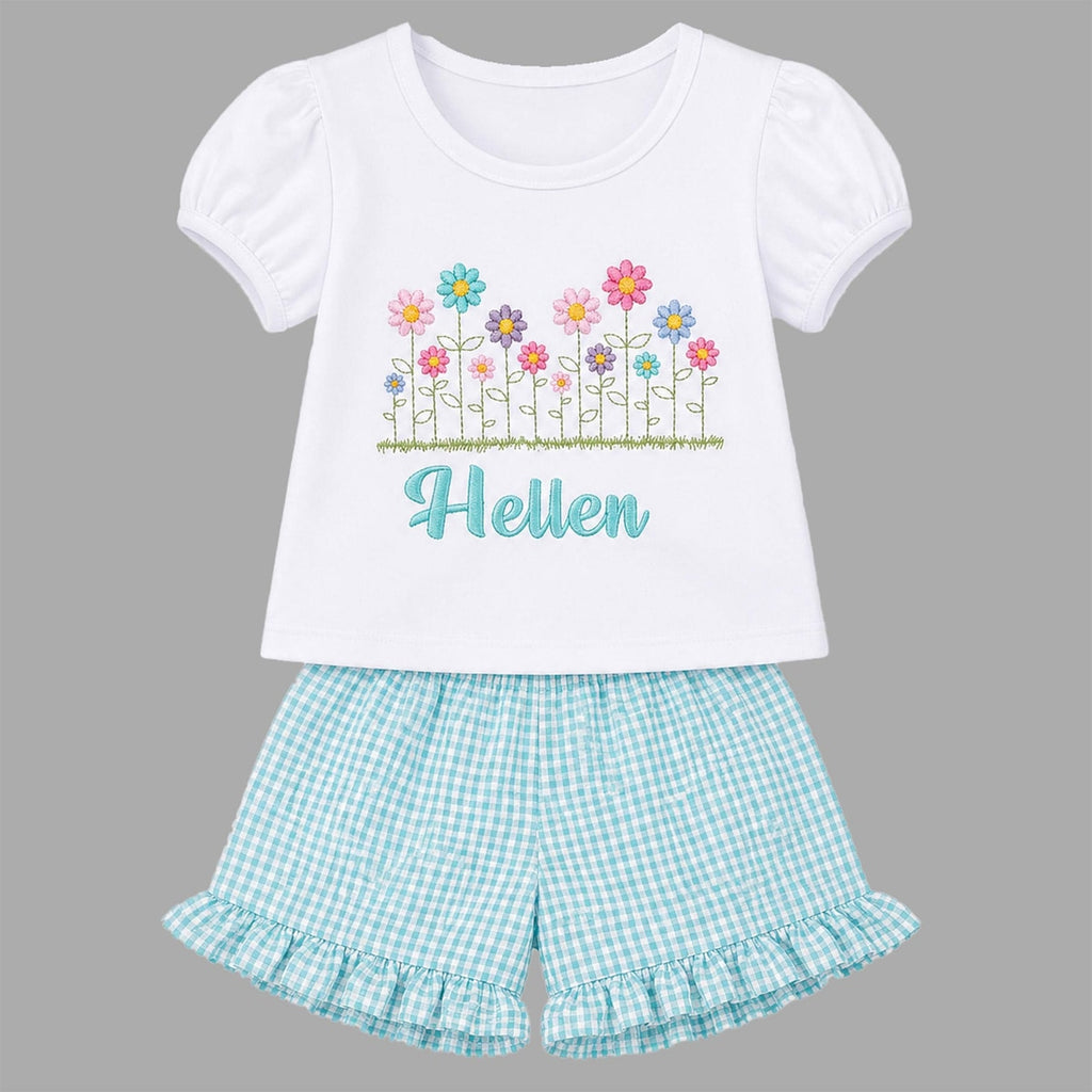 Personalized Shirt / Girls Name Shirt / Personalized Flower Name Shirt / Cute Girls Shirt /  Embroidered Shirt / Birthday shirt