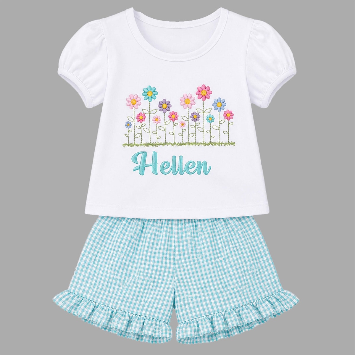 Personalized Shirt / Girls Name Shirt / Personalized Flower Name Shirt / Cute Girls Shirt /  Embroidered Shirt / Birthday shirt