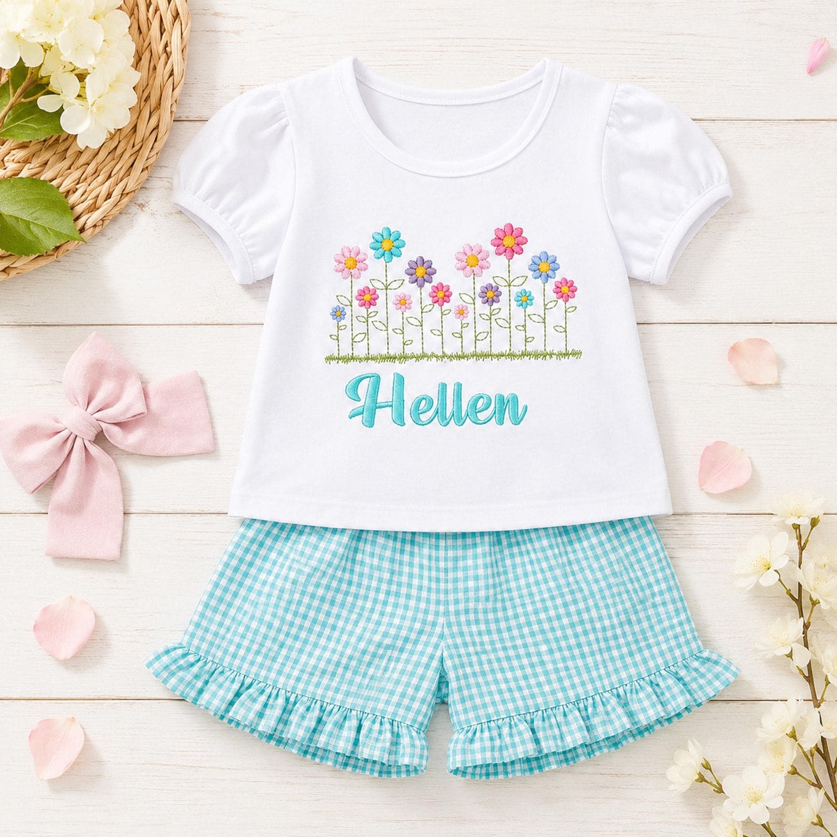 Personalized Shirt / Girls Name Shirt / Personalized Flower Name Shirt / Cute Girls Shirt /  Embroidered Shirt / Birthday shirt