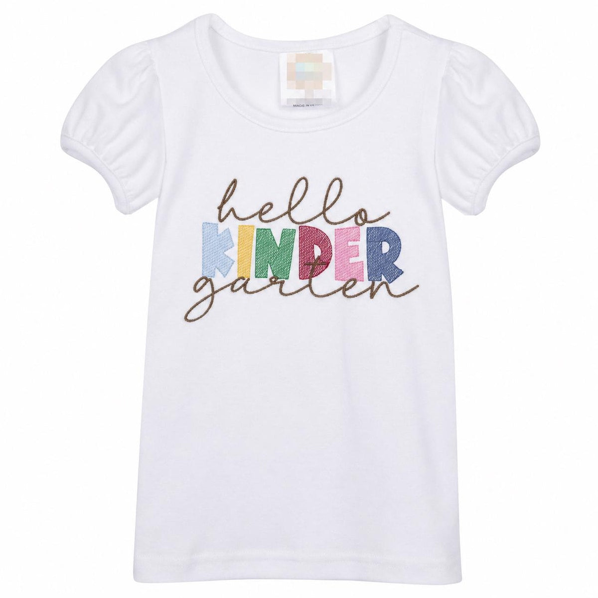 Kindergarten Girls Outfit / Custom Embroidered Design / Hello Kinder Shirt / Girl Kindergarten Shirt Shorts Set