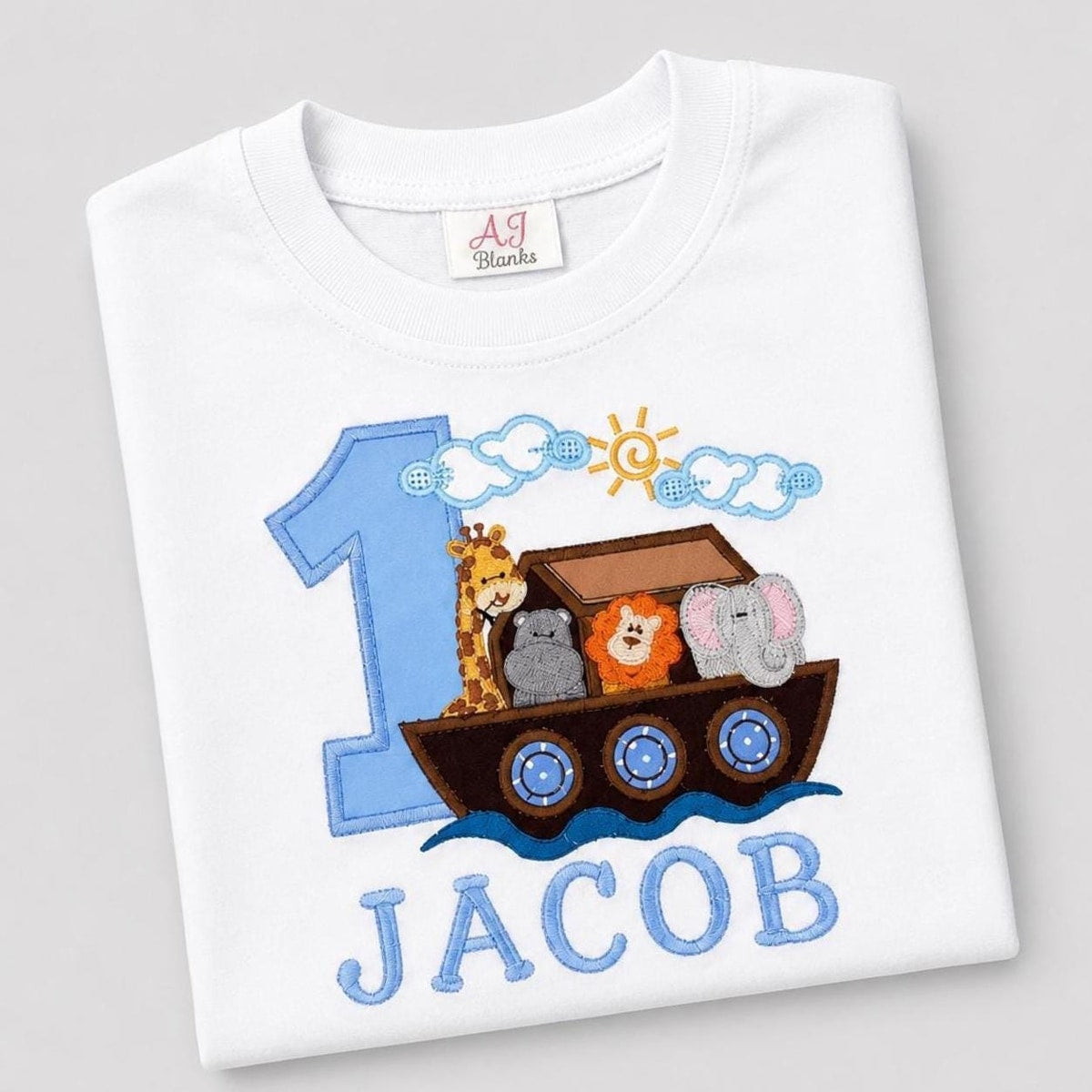 Boys Personalized Noah's Ark Shirt / Noah's Ark Embroider Shirt / Boys Shirt / Name Age Boys Shirt