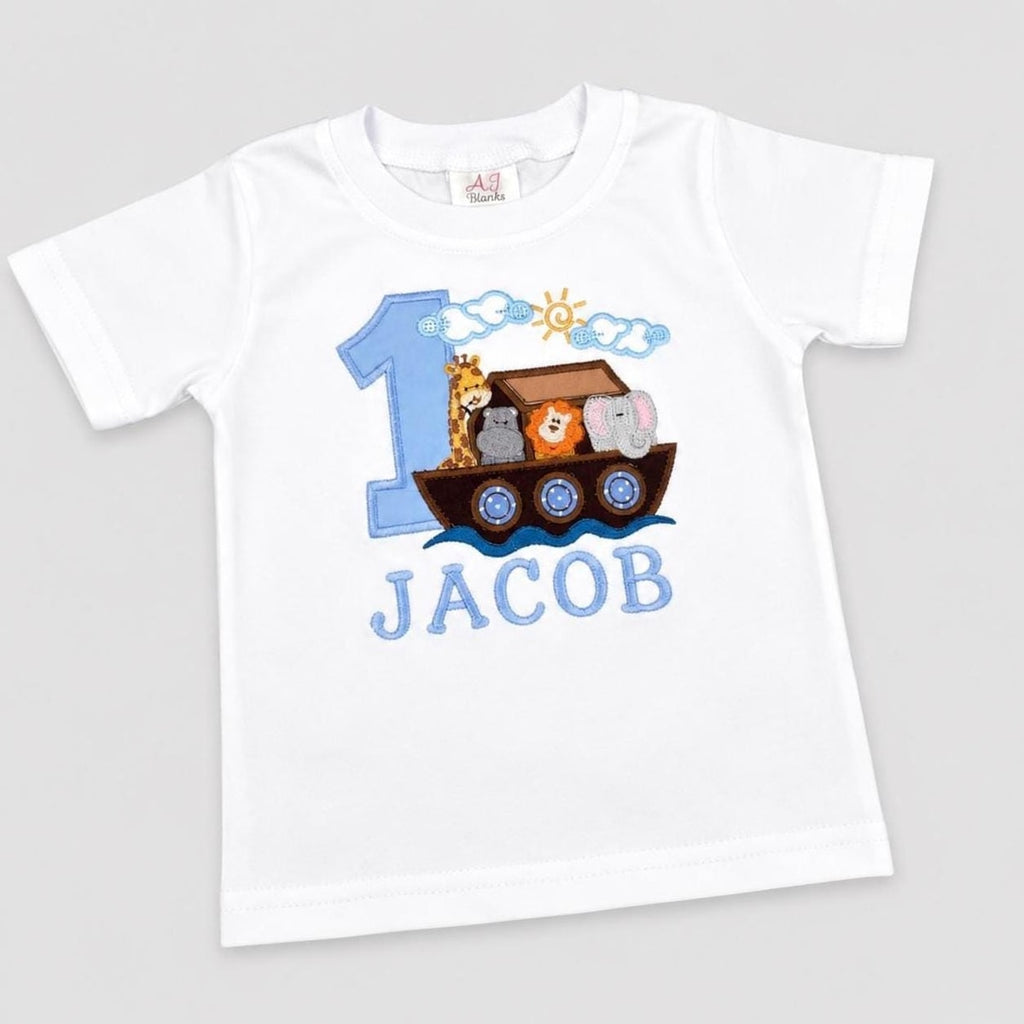 Boys Personalized Noah's Ark Shirt / Noah's Ark Embroider Shirt / Boys Shirt / Name Age Boys Shirt