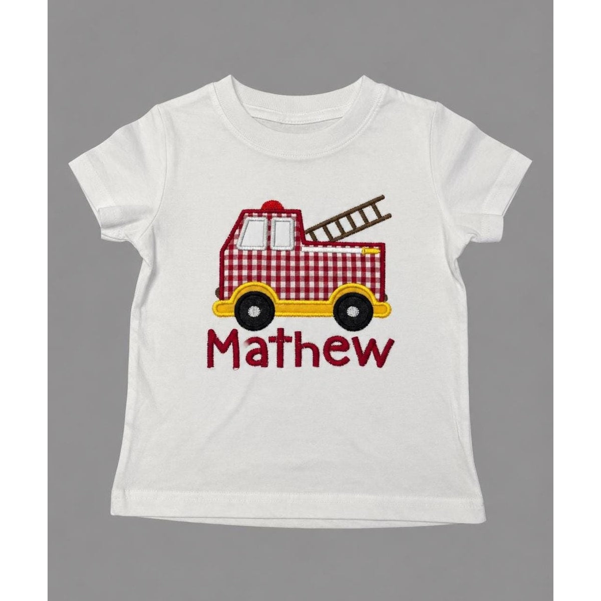 Firetruck Boy's Outfit / Shirt - Short Set / Firetruck Outfit / Birthday Outfit / Personalized Boys Truck Birthday Set