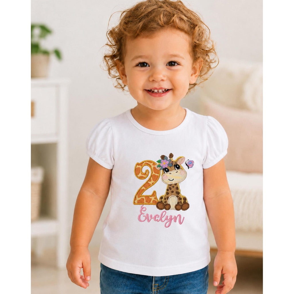 Giraffe Birthday Shirt / Personalized Safari Girl Shirt / Birthday Shirt / First Birthday Top / Giraffe Girl Shirt