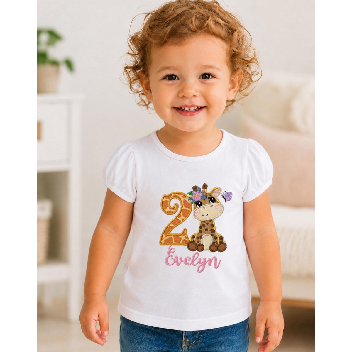 Giraffe Birthday Shirt / Personalized Safari Girl Shirt / Birthday Shirt / First Birthday Top / Giraffe Girl Shirt