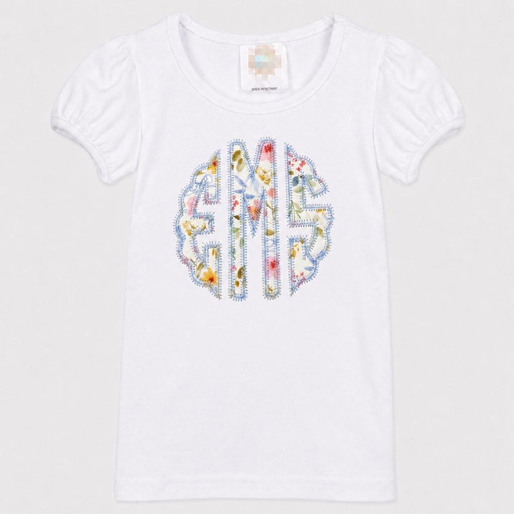 Girls Monogram Shirt Short Set / Floral Short Shirt Outfit / Summer Personalized Girl Shirt Short Outfit  / Birthday Shirt Short Set
