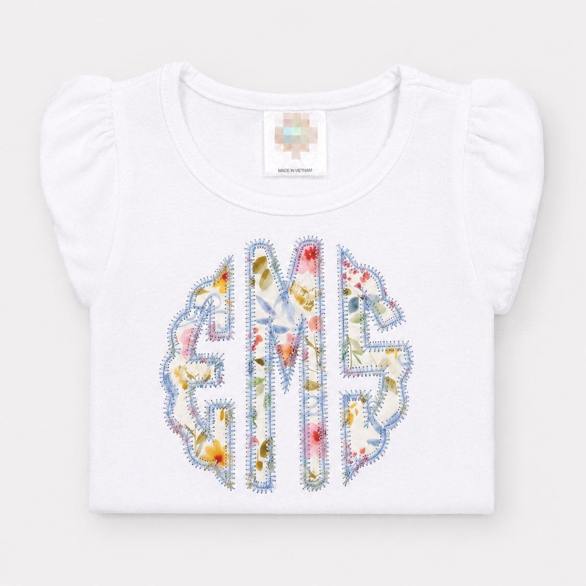Girls Monogram Shirt Short Set / Floral Short Shirt Outfit / Summer Personalized Girl Shirt Short Outfit  / Birthday Shirt Short Set