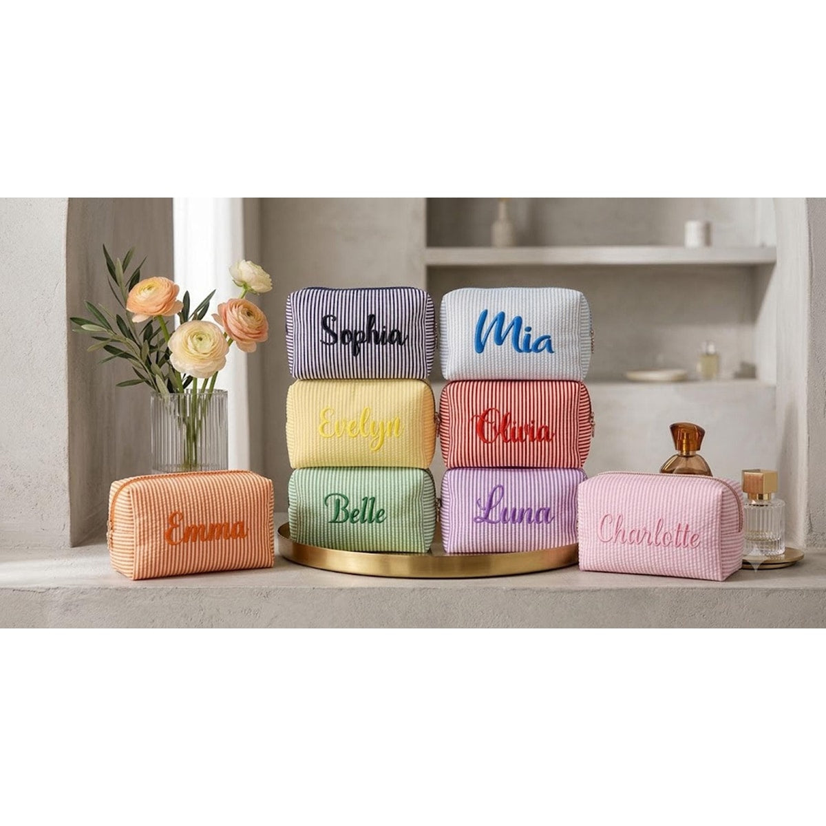 Makeup Bag Cosmetic Bag Bridesmaid Gifts, Personalized Travel Makeup Bag, Bridesmaid Proposal, Gift for Her