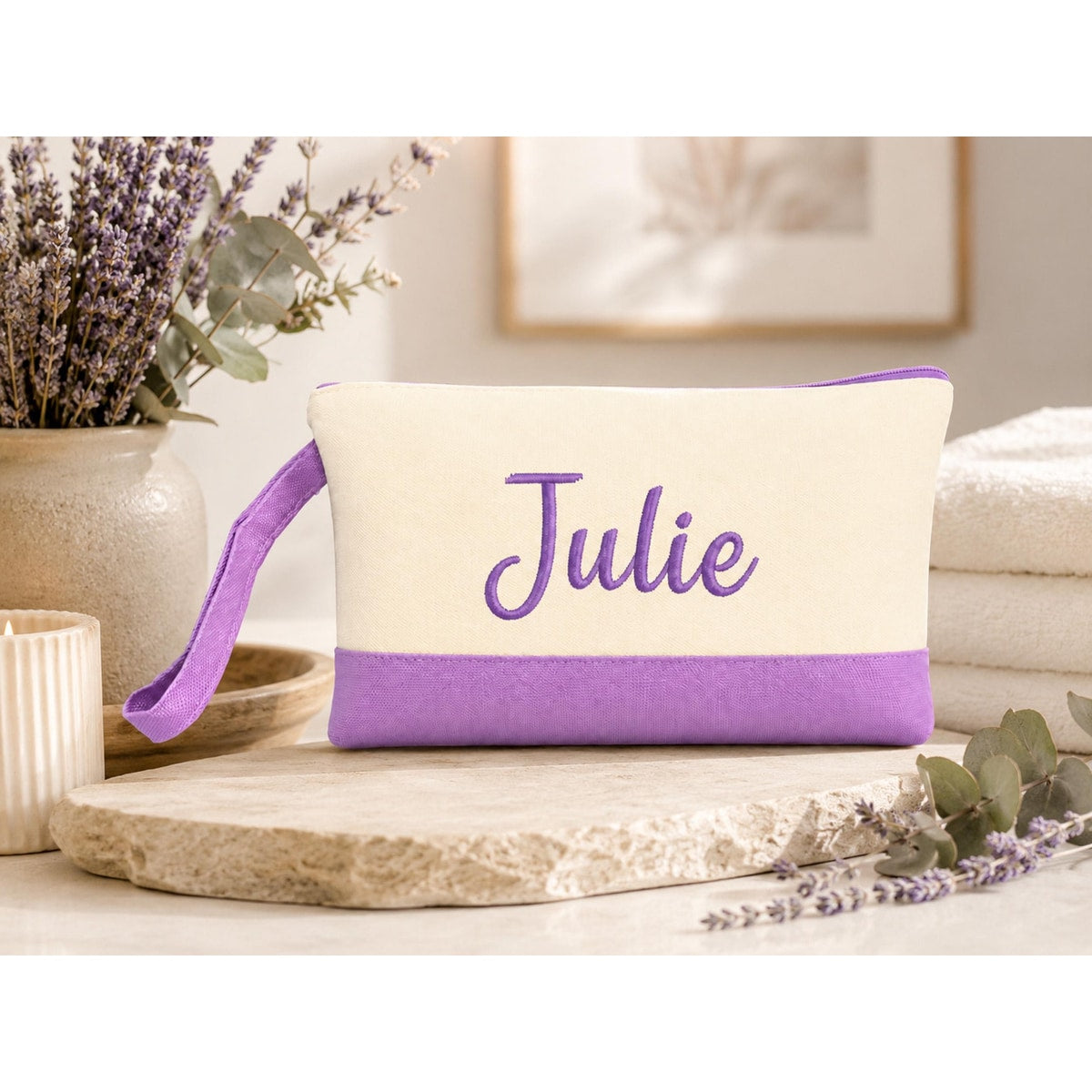 Monogram Make Up Bag, Personalized Canvas Cosmetic Bag, Monogram Makeup Case, Bridesmaids Gift, Makeup Bag, Make Up Tote