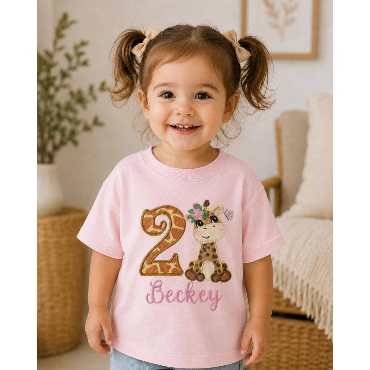 Giraffe Birthday Shirt / Personalized Safari Girl Shirt / Birthday Shirt / First Birthday Top / Giraffe Girl Shirt