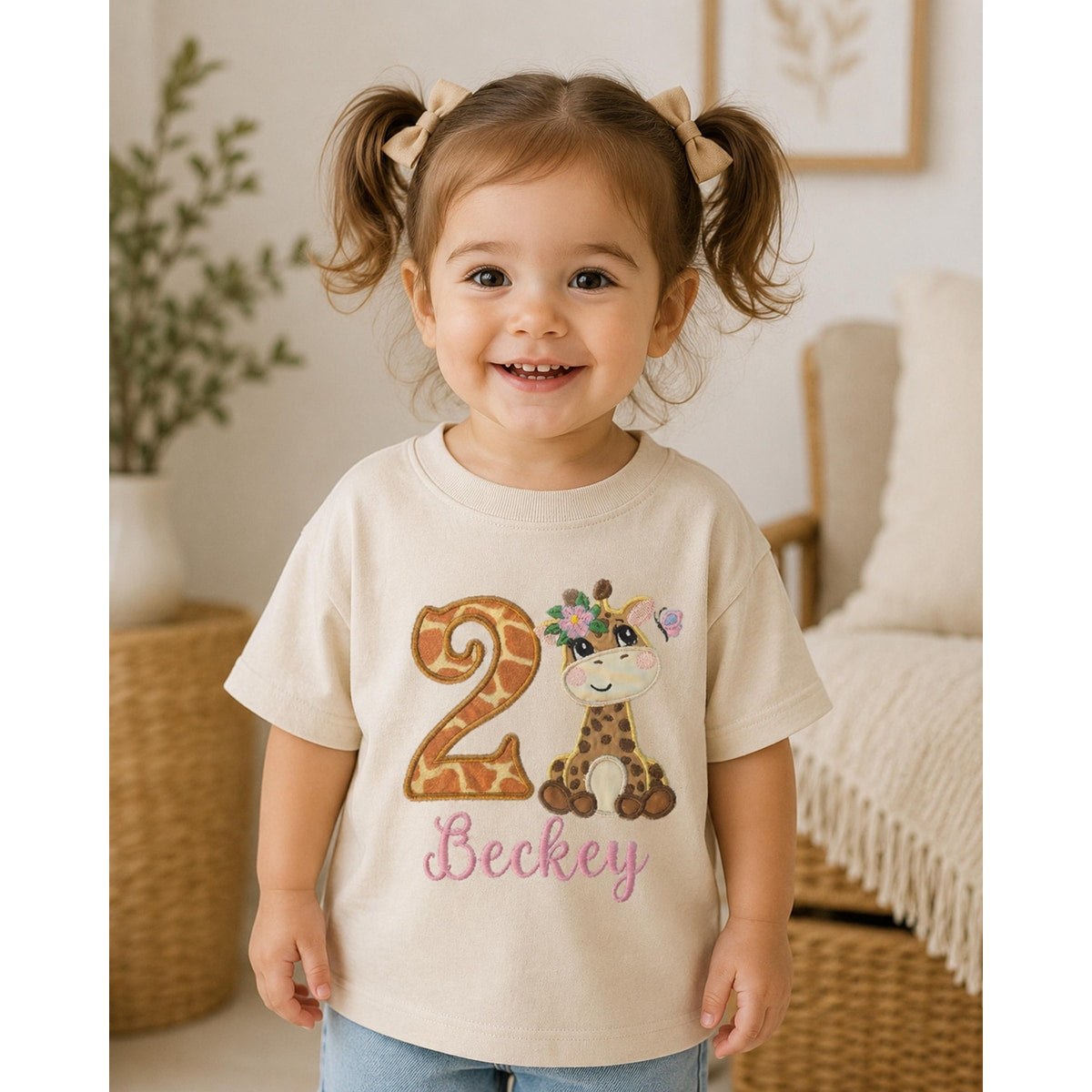 Giraffe Birthday Shirt / Personalized Safari Girl Shirt / Birthday Shirt / First Birthday Top / Giraffe Girl Shirt