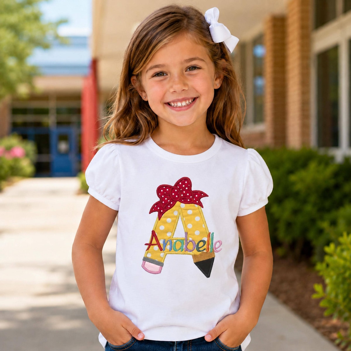 Back to School Shirt, Custom Embroidered Pencil Bow Personalized Shirt, Kindergarten Outfit, Pre K Shirt, Kids School Tee