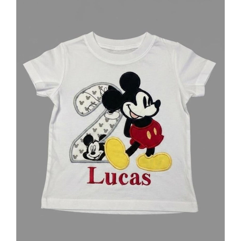 Boy's Character Outfit / Embroidered Boys Mouse Shirt / Personalized Boys Shirt - Shorts / Birthday Boys Outfit