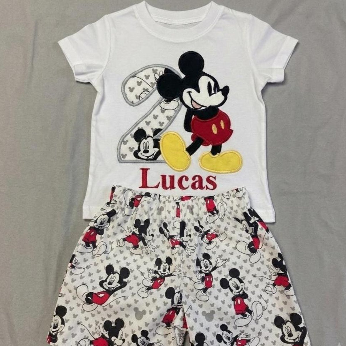 Boy's Character Outfit / Embroidered Boys Mouse Shirt / Personalized Boys Shirt - Shorts / Birthday Boys Outfit
