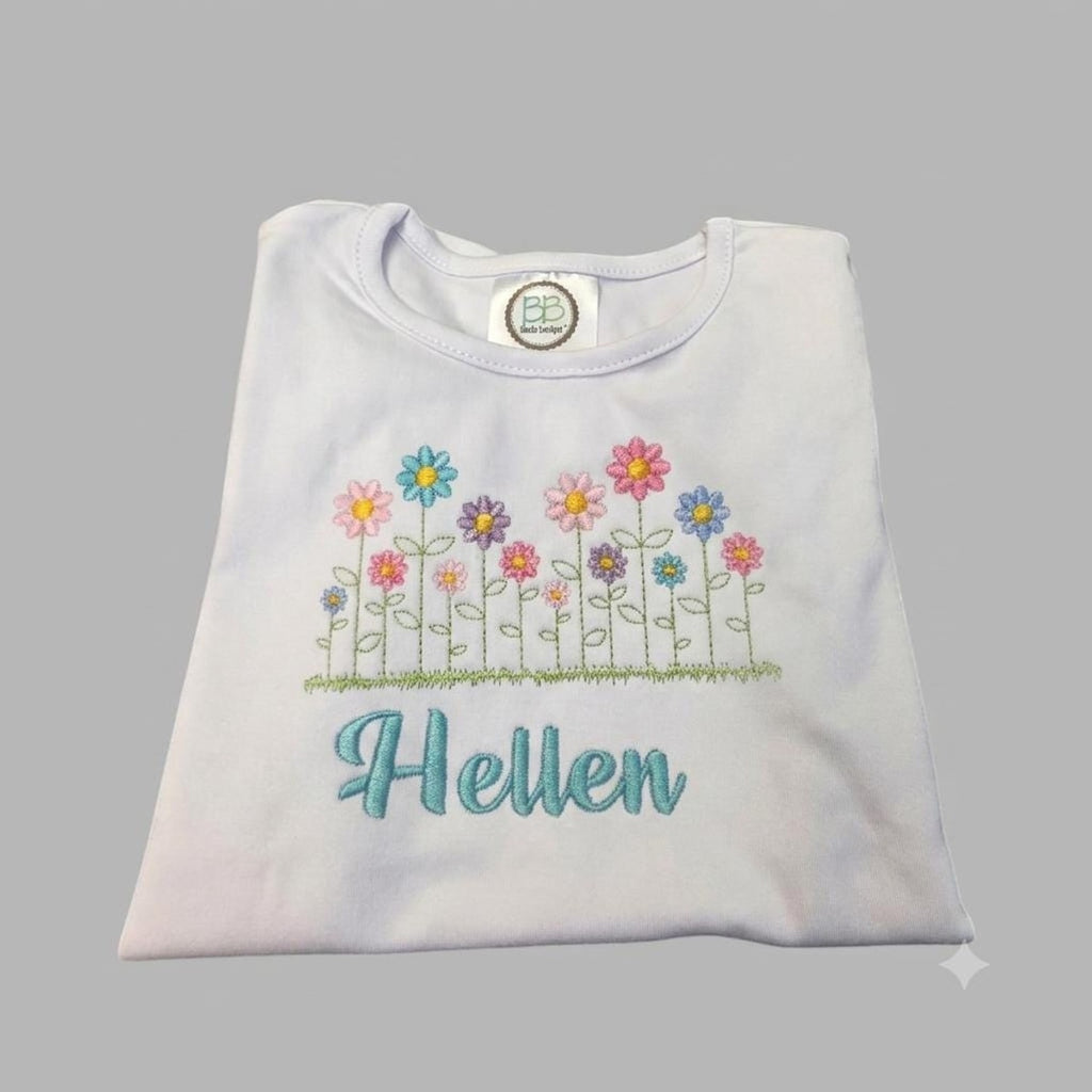 Personalized Shirt / Girls Name Shirt / Personalized Flower Name Shirt / Cute Girls Shirt /  Embroidered Shirt / Birthday shirt