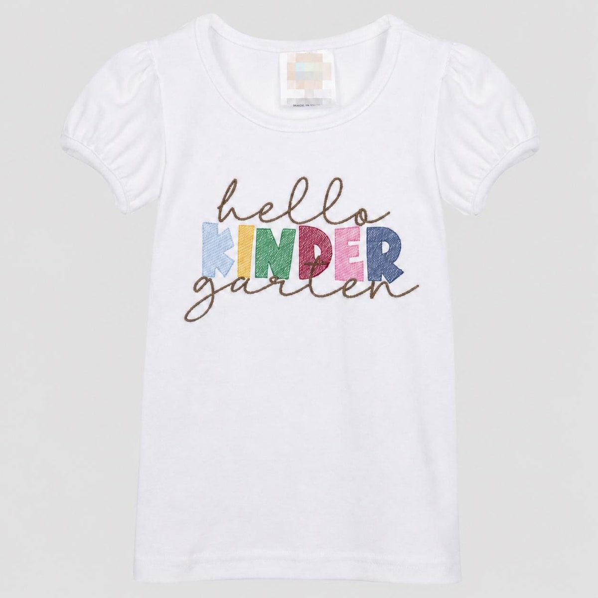 Kindergarten Girls Outfit / Custom Embroidered Design / Hello Kinder Shirt / Girl Kindergarten Shirt Shorts Set
