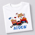 Boys Personalized Birthday Shirt / Tiger Train Embroider Shirt / Boys Shirt / Cute Train Shirt