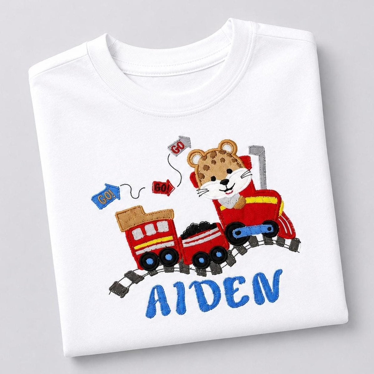 Boys Personalized Birthday Shirt / Tiger Train Embroider Shirt / Boys Shirt / Cute Train Shirt