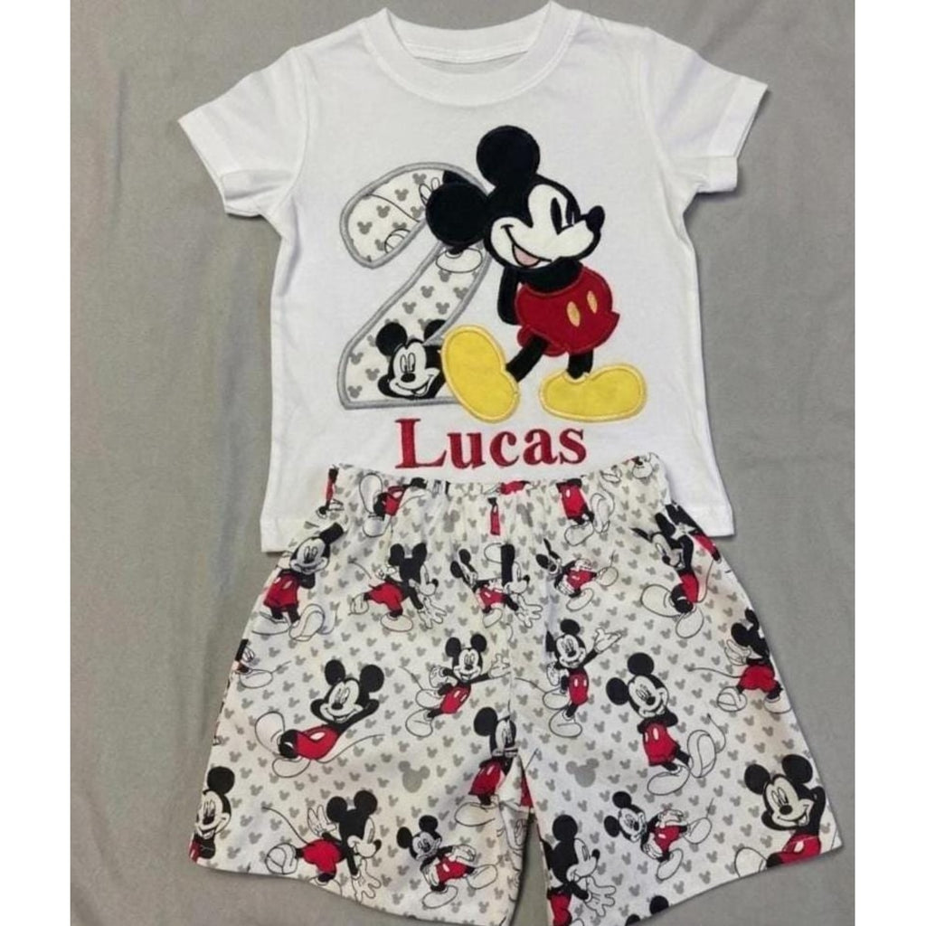 Boy's Character Outfit / Embroidered Boys Mouse Shirt / Personalized Boys Shirt - Shorts / Birthday Boys Outfit