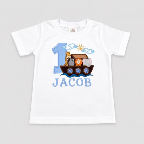 Boys Personalized Noah's Ark Shirt / Noah's Ark Embroider Shirt / Boys Shirt / Name Age Boys Shirt