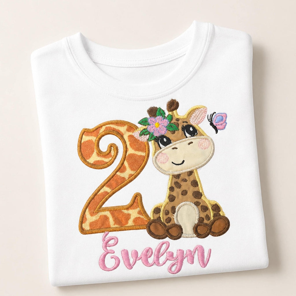 Giraffe Birthday Shirt / Personalized Safari Girl Shirt / Birthday Shirt / First Birthday Top / Giraffe Girl Shirt