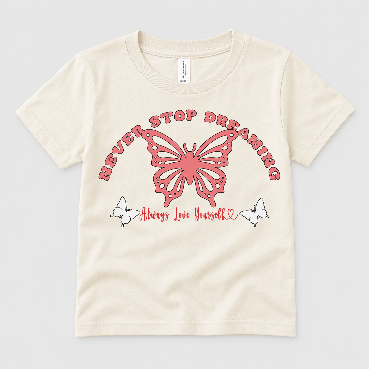 Never Stop Dreaming Butterfly Shirt for Girls and Women Dreamy Butterfly Graphic