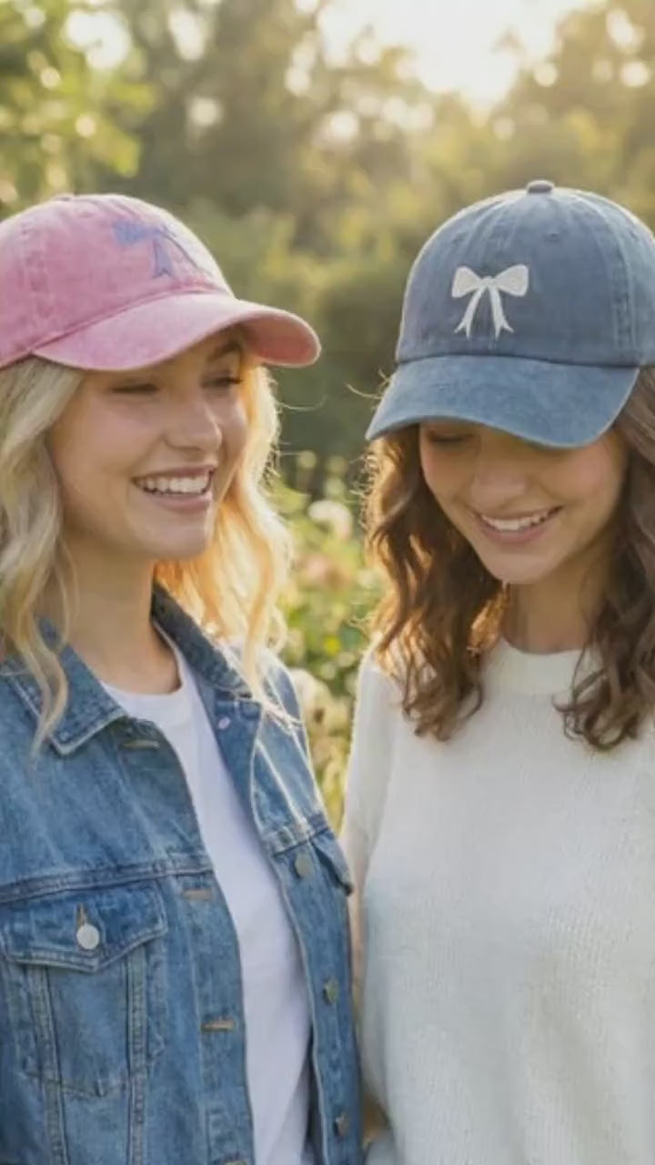 Coquette Bow Embroidered Baseball Cap | Customizable Girly Dad Hat